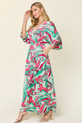 Double Take Full Size Half Sleeve Wide Leg Jumpsuit OutfitFlow